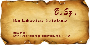Bartakovics Szixtusz névjegykártya